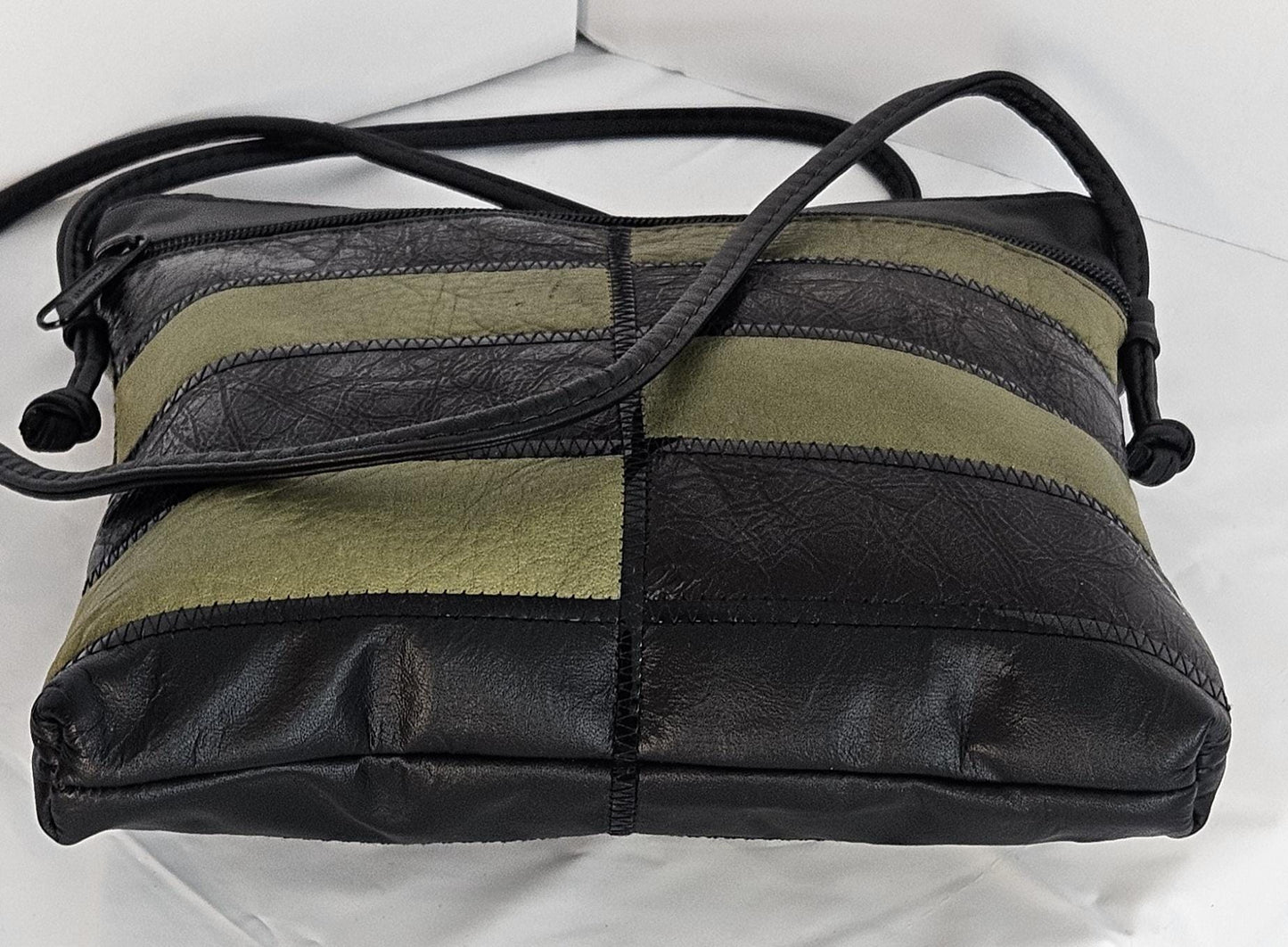 Black&Green with Patton leather Zigzag work purse for Women,girls,and all. #305BGpz.Design for you.Made in USA.