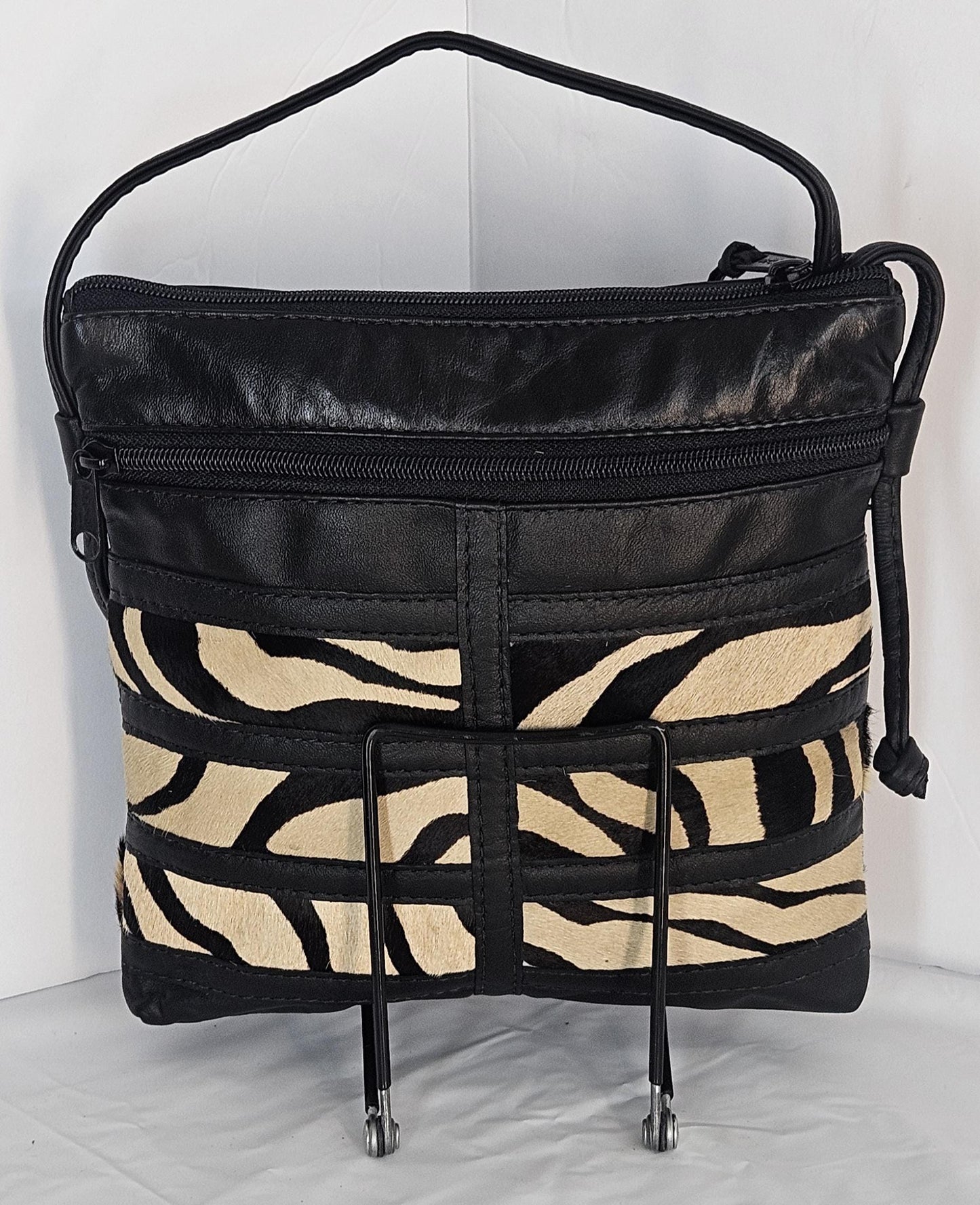 Black with Leopard Luxury Genuine leather patchwork purse for Women,girls,and all. #305BL.Design for you.Made in USA.