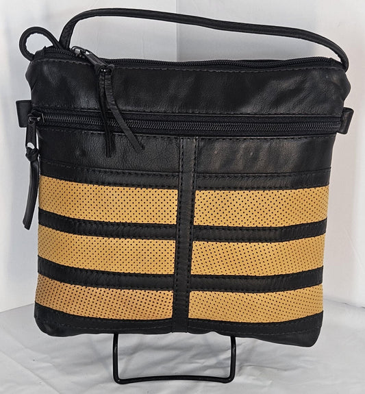 Black and yellow print Luxury Genuine leather patchwork purse for Women,girls,and all. #305Bypp.Design for you.Made in USA.