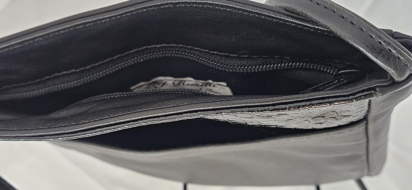 Black Leather Crossbody Purse: Genuine Leather, Made in USA