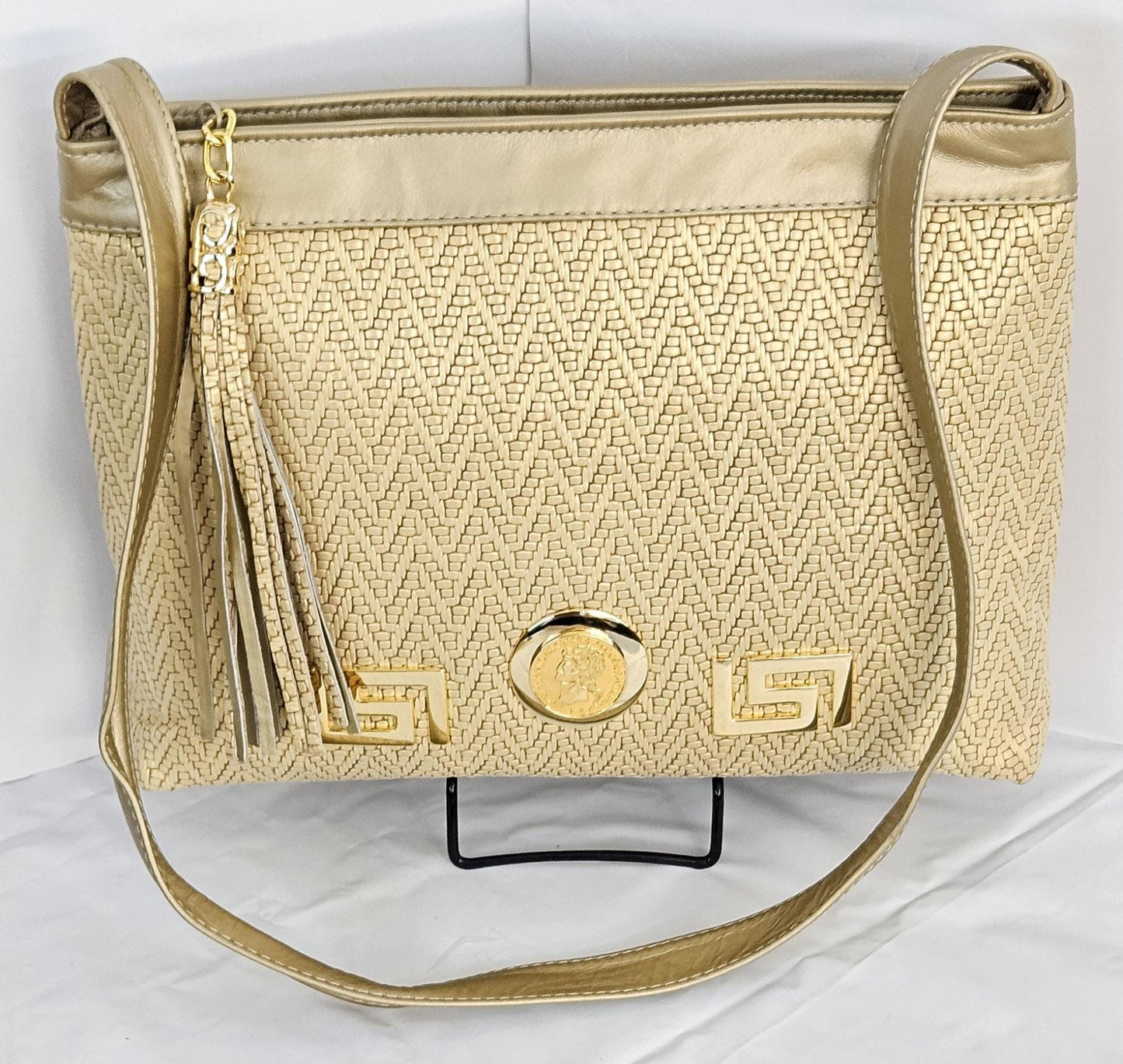 Gold mate with gold mate print Luxury Genuine Leather gold Coin and Z metal design Handbag  for women,Universal Use Made in USA.Tr2024gmc.