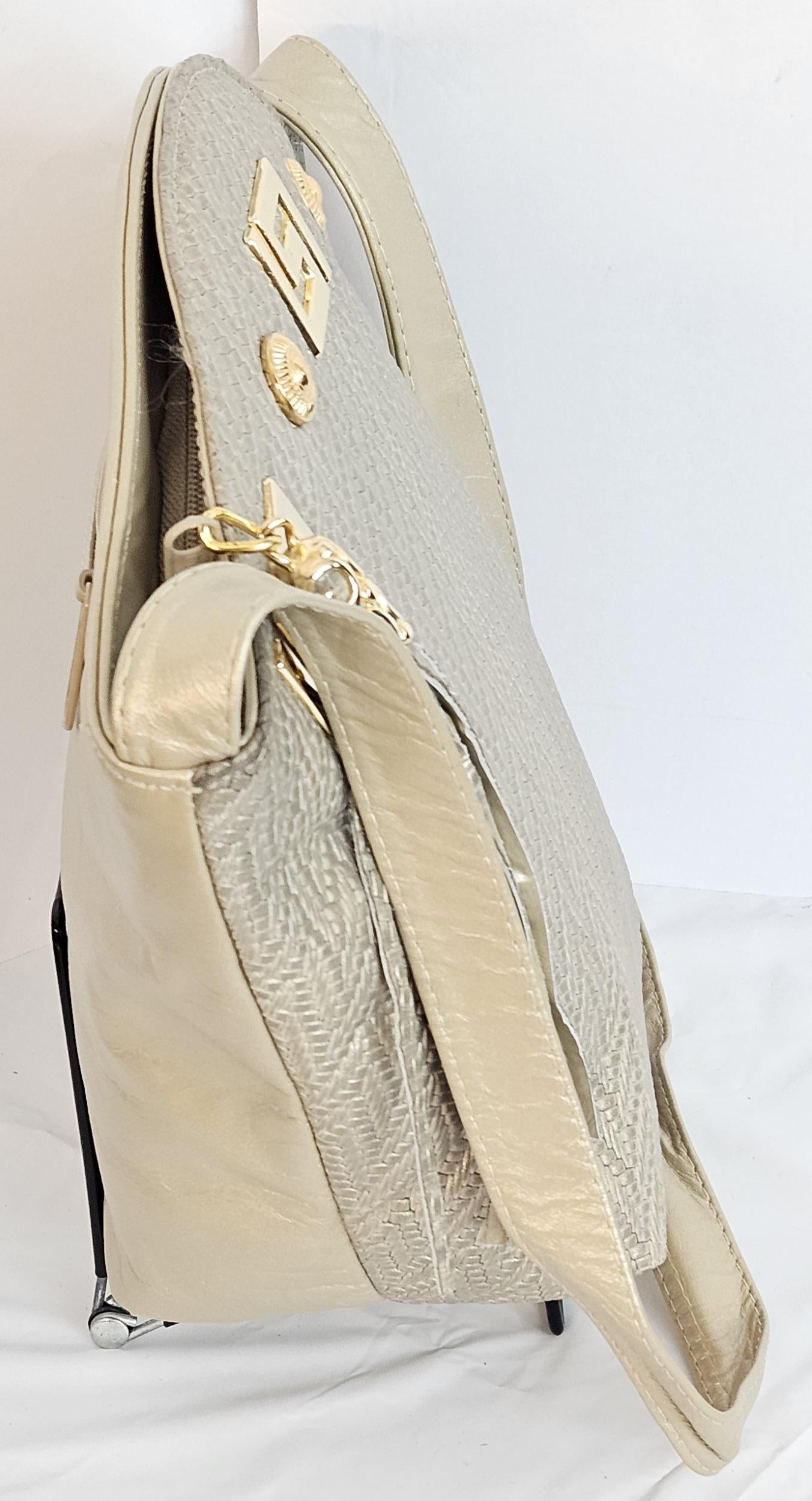 Champagne with Champagne Print Luxury Genuine Leather Handbag for Universal Use.#TR9047-zccp Gold Z and Butten with tassel drop metal design