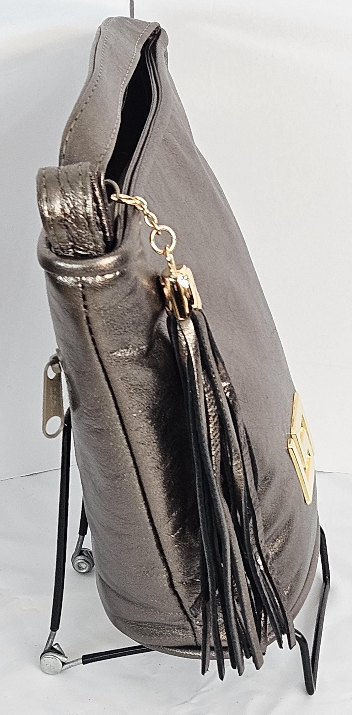 Pewter Shining with Gold G matel on Genuine Leather Handbag.#TR2099Psg,Purses for girls, women,Universal Use Soft,Unique design Made in USA