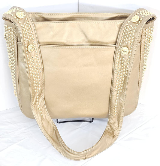 Gold mate Leather with gold metal Studs Handbag! Made in USA