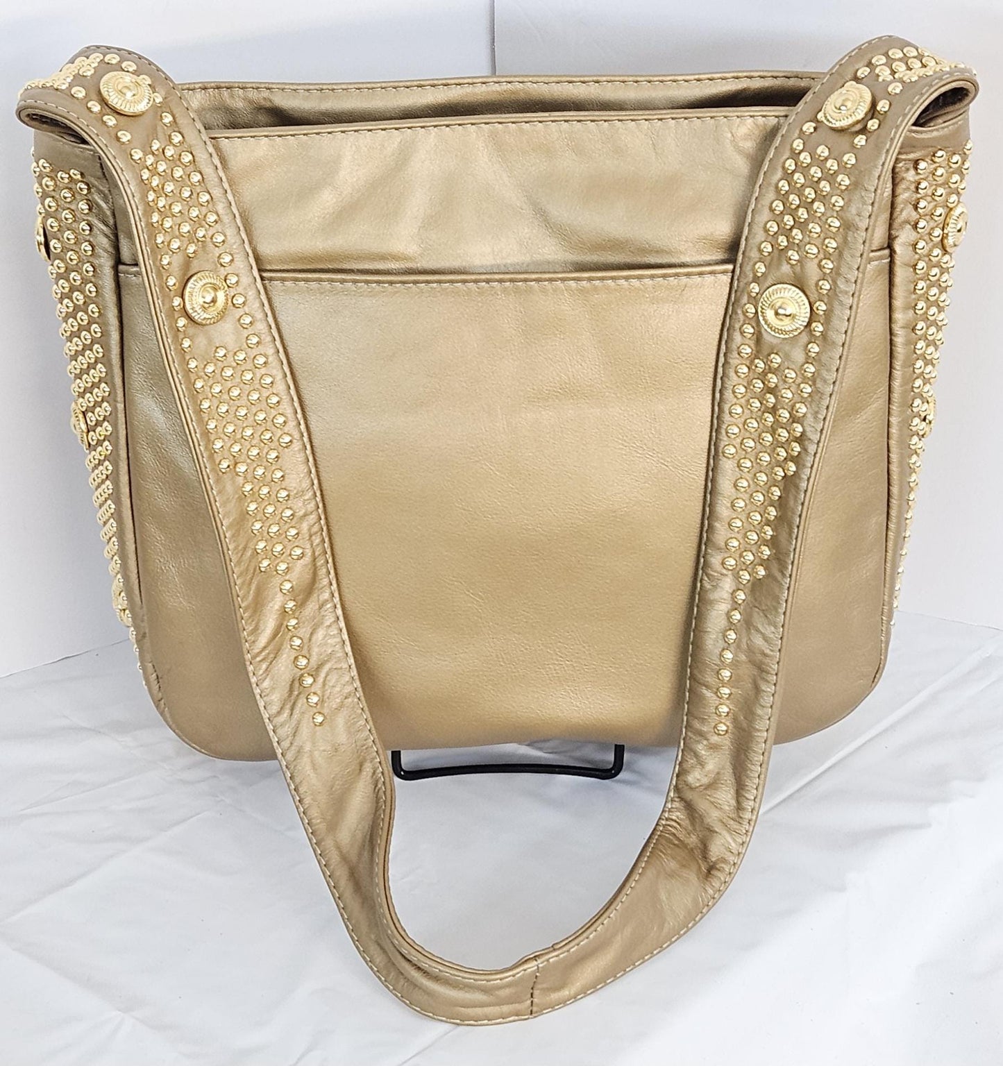 Gold mate Leather with gold metal Studs Handbag! Made in USA