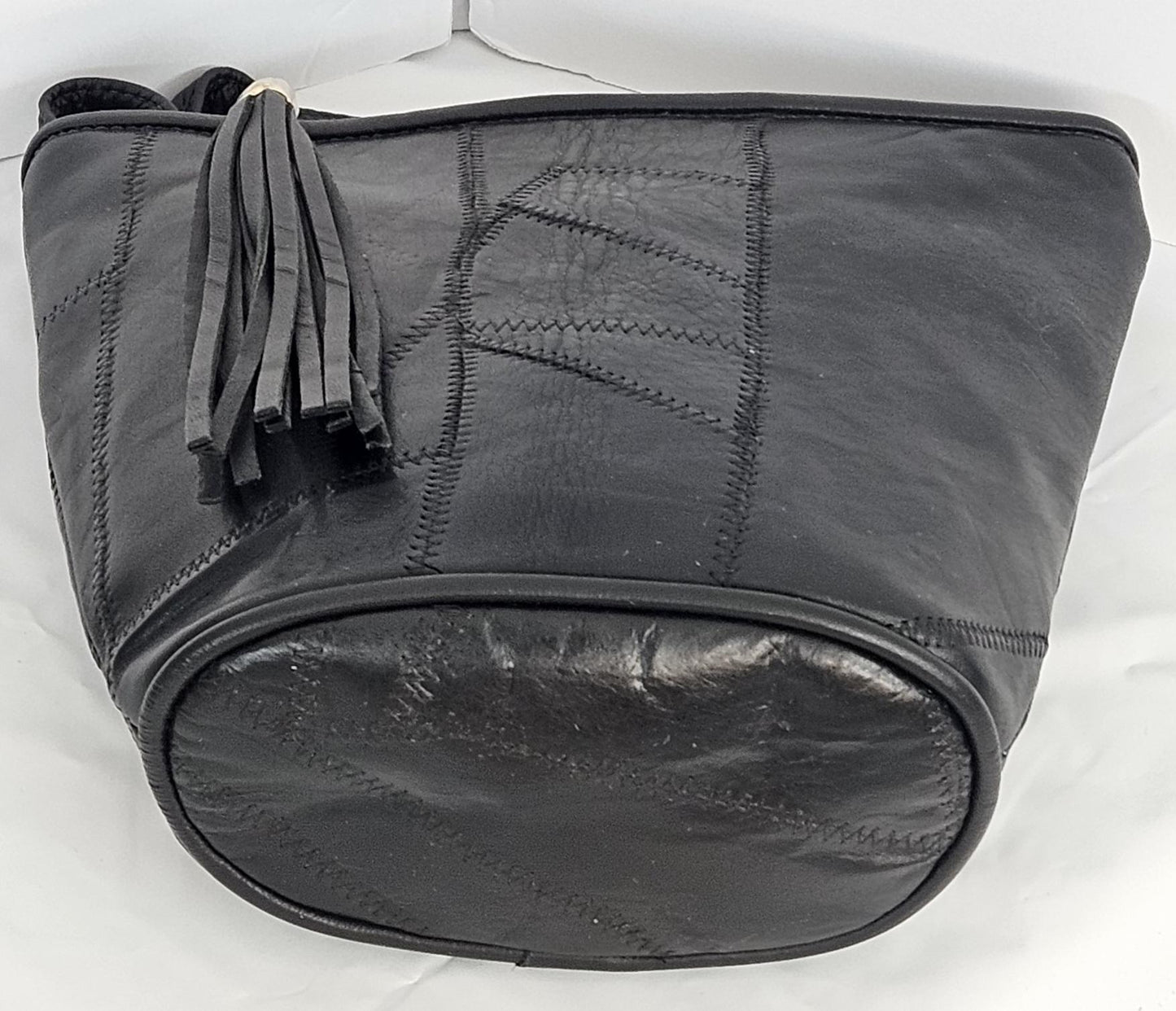 Black patchwork Genuine Leather Handbag.#TR2099Bpw,Purses for girls, women,Universal Use handbag,Unique design Made in USA.