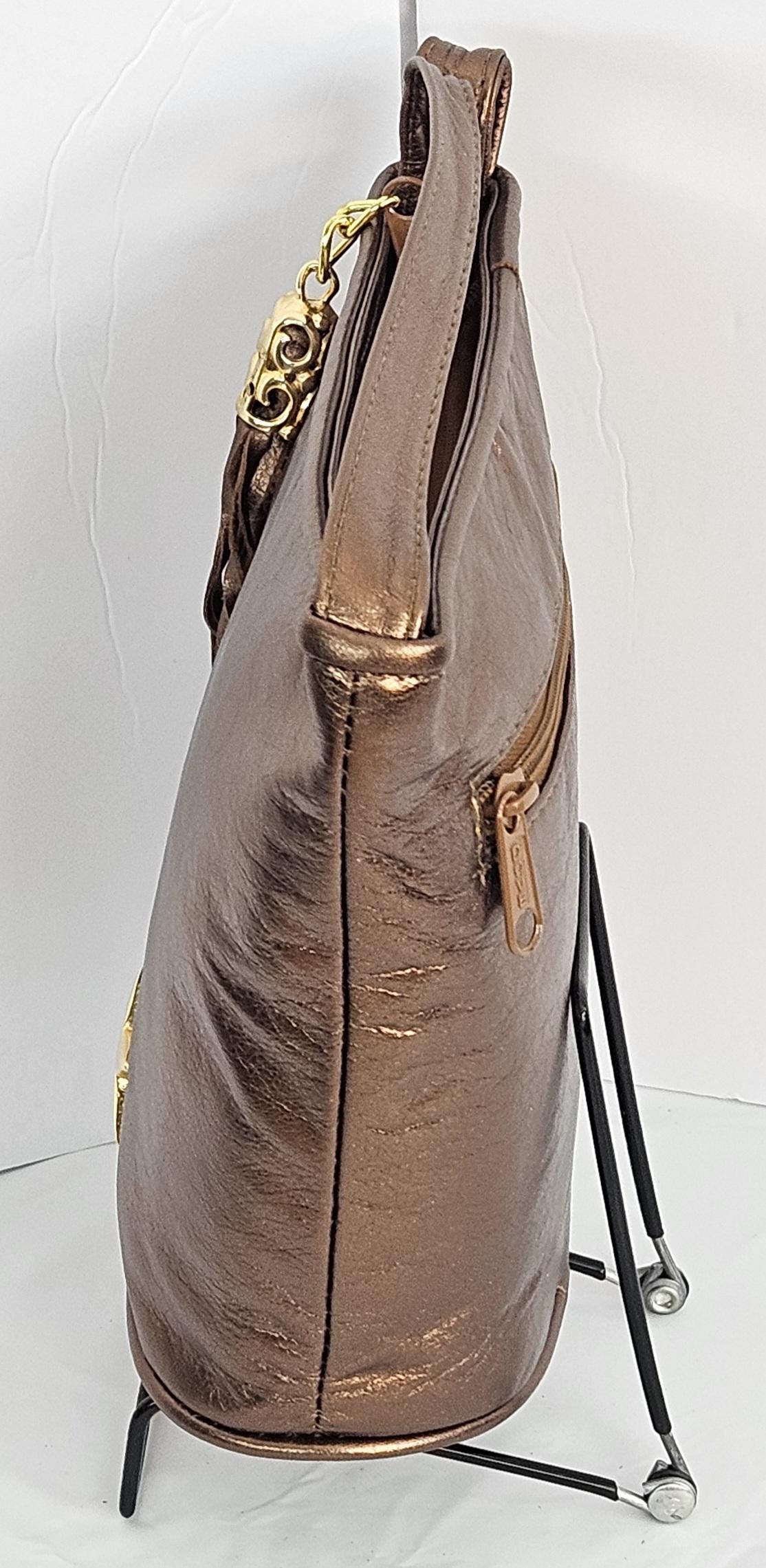 Bronze Shining with Gold star matel on Genuine Leather Handbag.#TR2099Bs. Universal Use. Made in USA