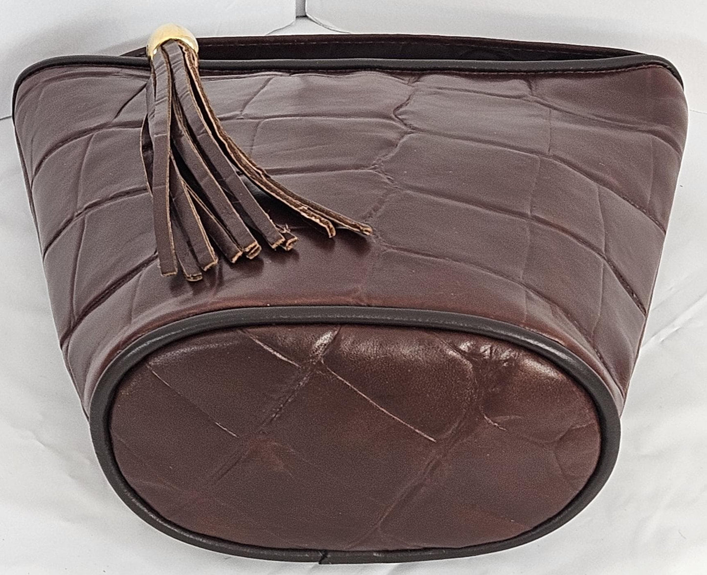 Brown print Genuine Leather Handbag.#TR2099Brp,Purse for girls, women,Universal Use handbag,Unique design Made in USA.