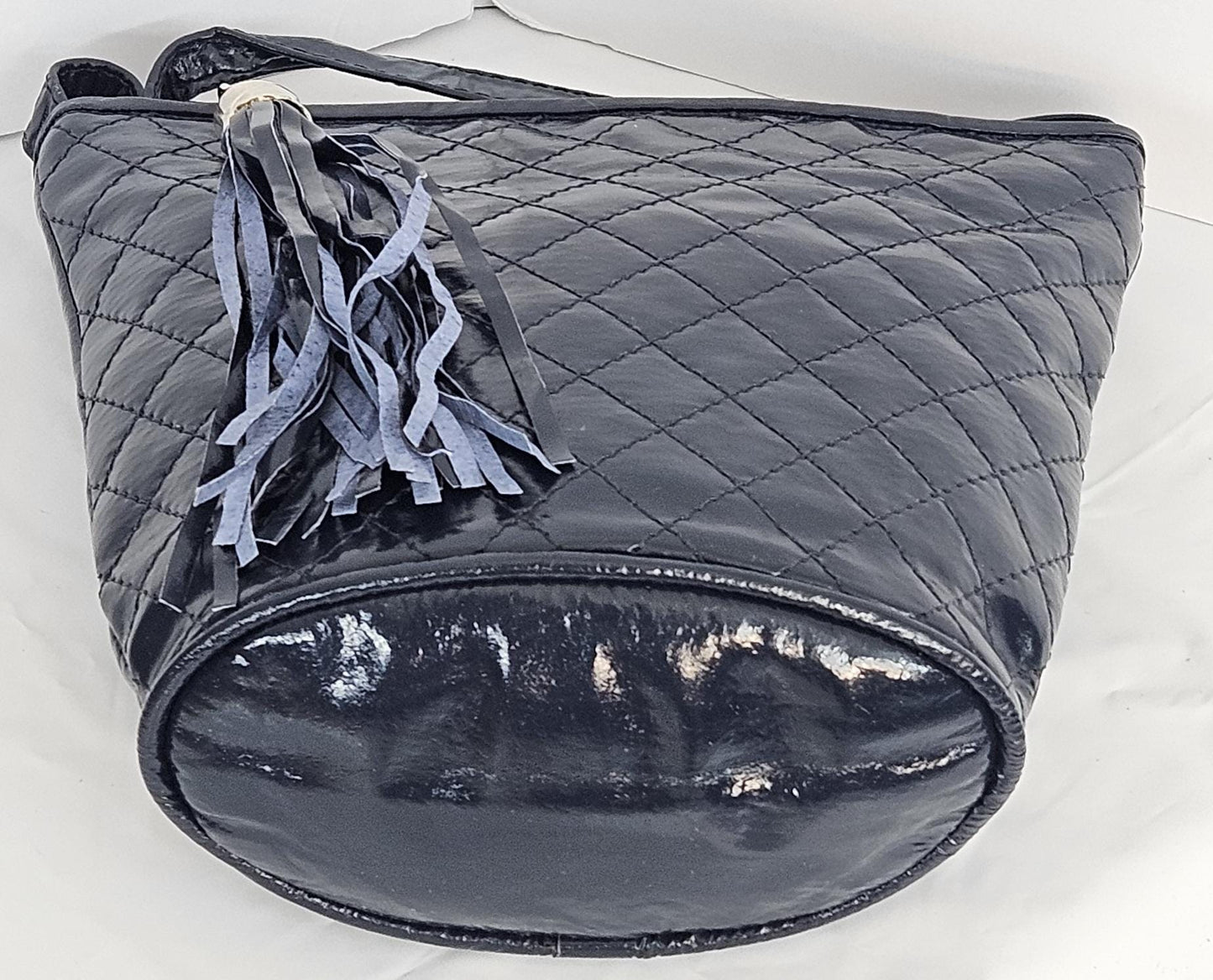 Navy Patten Genuine leather crossbody-Handbag!Tejrasila-TR2099NP,Purse for her, softLight weight stitched design by Satwant. Made in USA.