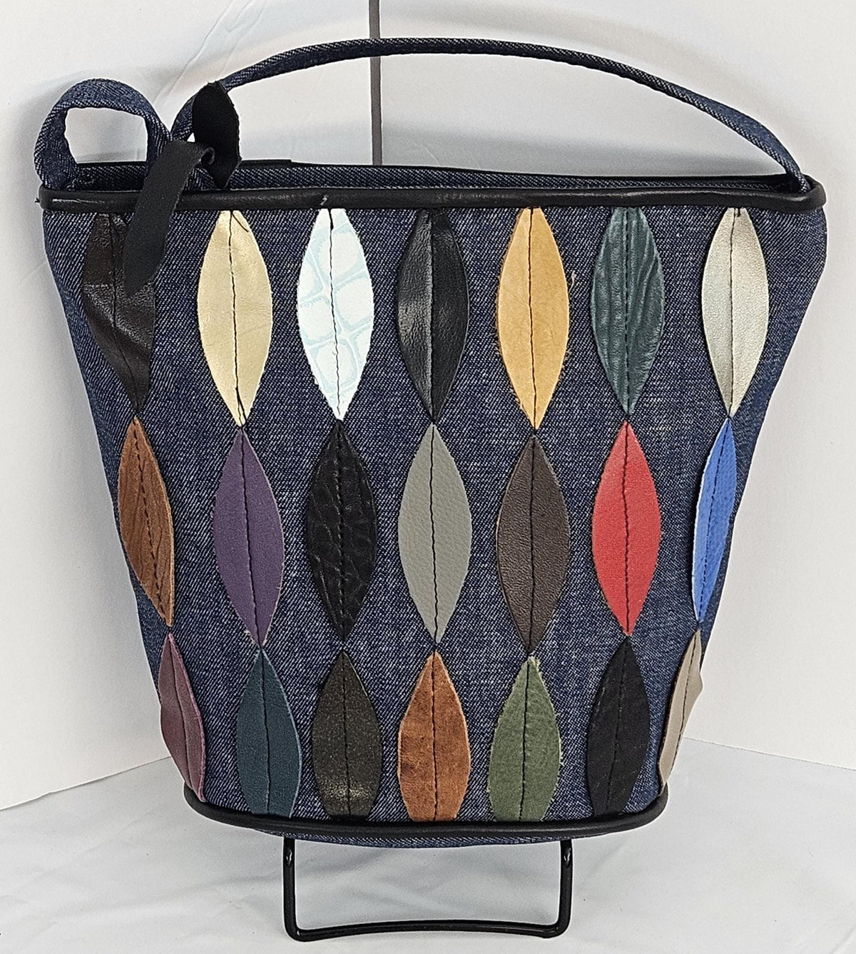 Blue Denim Crossbody Handbag: USA Made Patchwork Purse