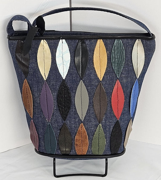 Blue Denim Crossbody Handbag: USA Made Patchwork Purse