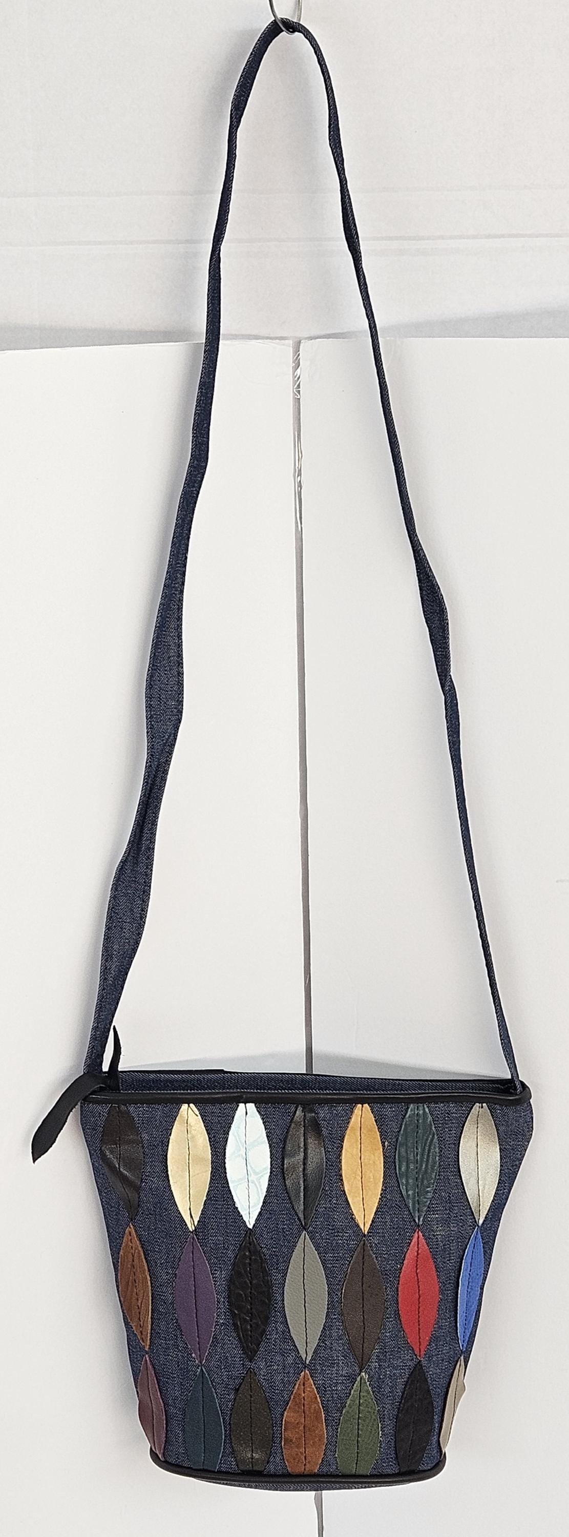 Blue Denim Crossbody Handbag: USA Made Patchwork Purse