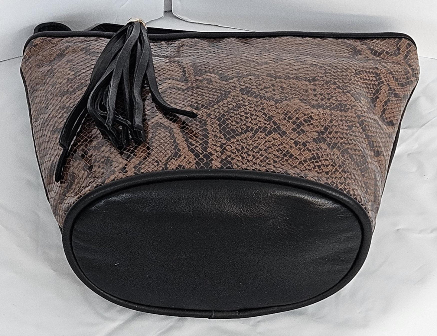 Snakeskin Print Genuine Leather Handbag: USA Made Crossbody Purse