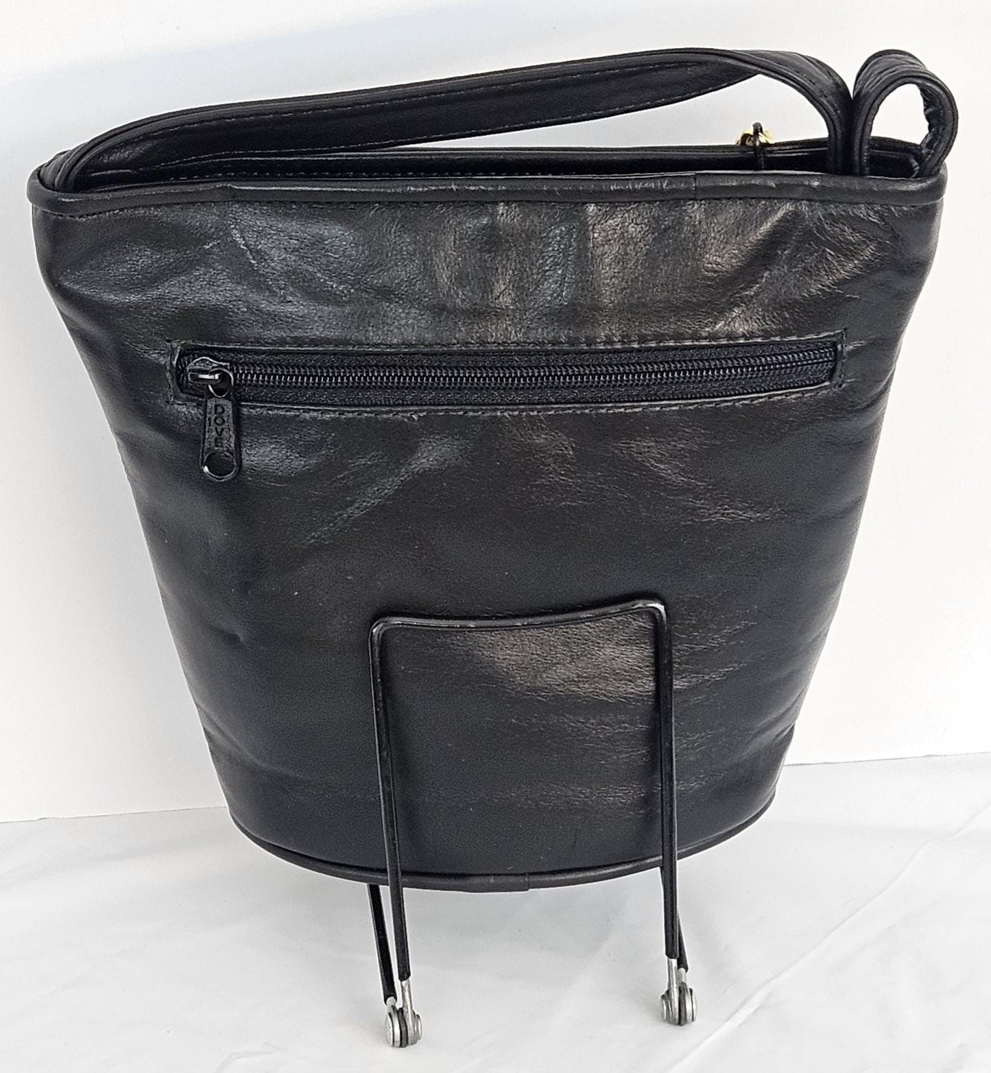 Black Leather Crossbody Handbag: Maroon Print, Made in USA