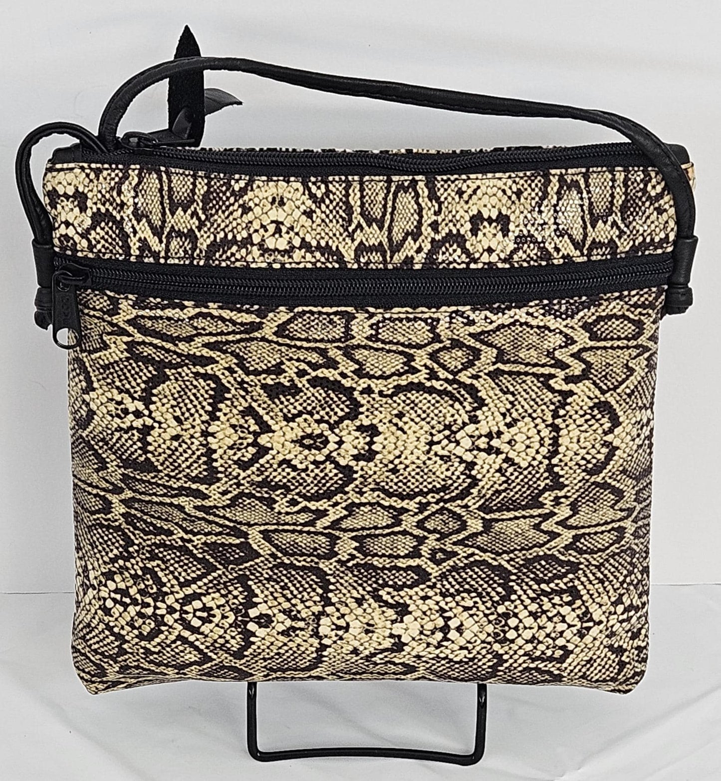 Snake Print Genuine Leather Shoulder Bag - Made in USA