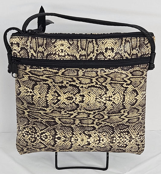 Snake Print Genuine Leather Shoulder Bag - Made in USA