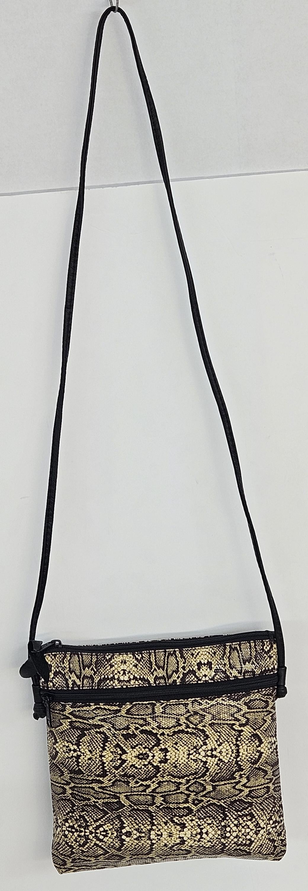 Snake Print Genuine Leather Shoulder Bag - Made in USA