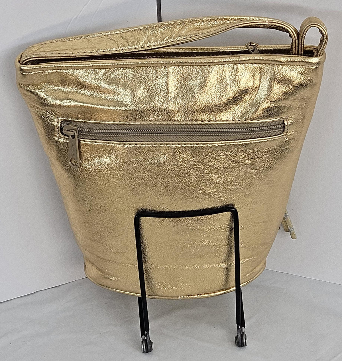 Gold Metallic Print Leather Handbag: USA Made Crossbody Purse