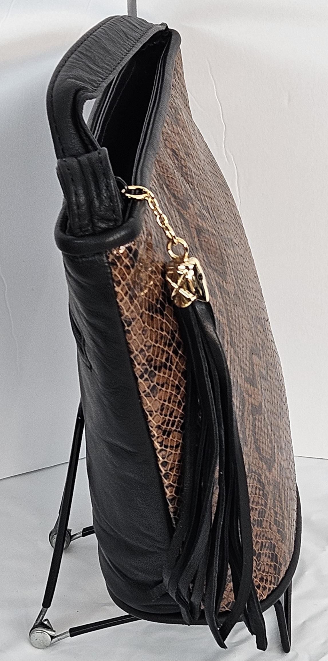 Snakeskin Print Genuine Leather Handbag: USA Made Crossbody Purse