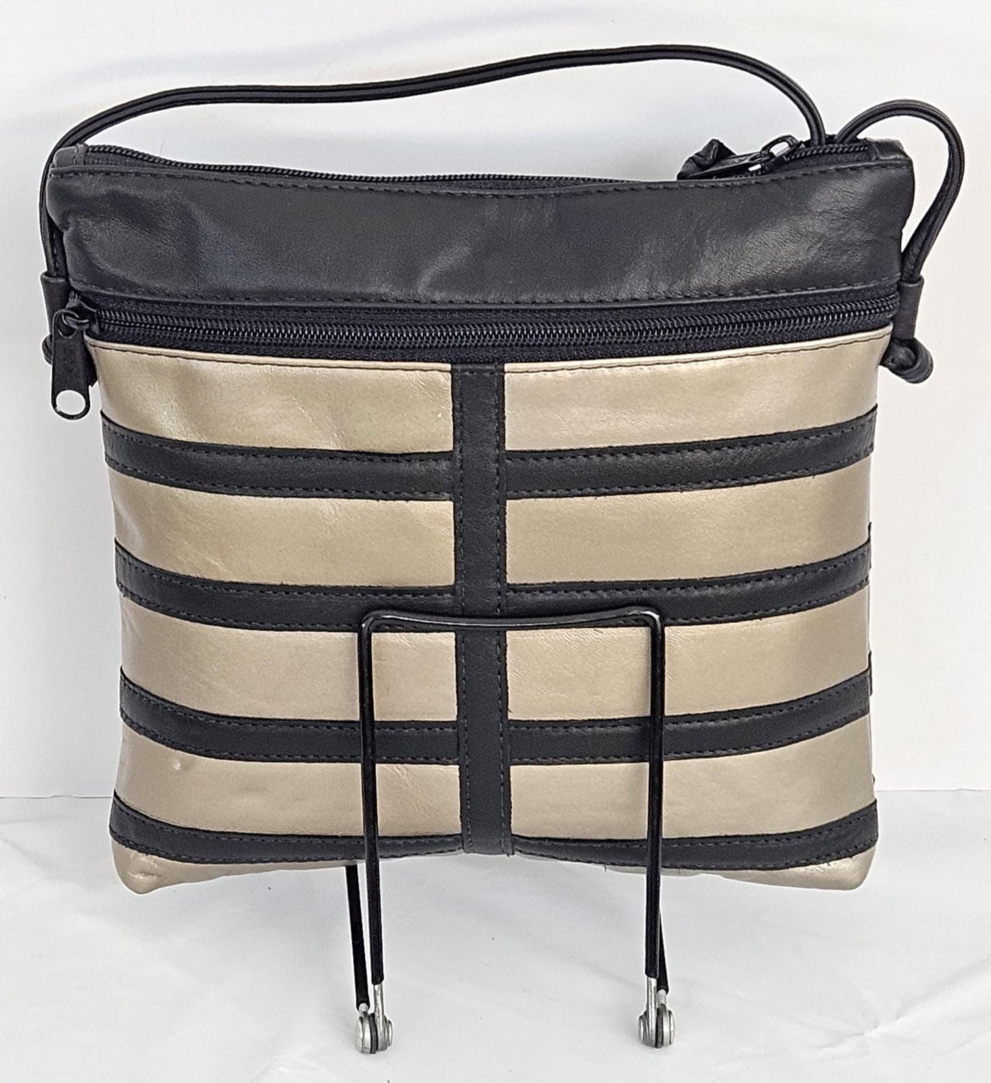 Black & Mocha Leather Crossbody Handbag - Made in USA