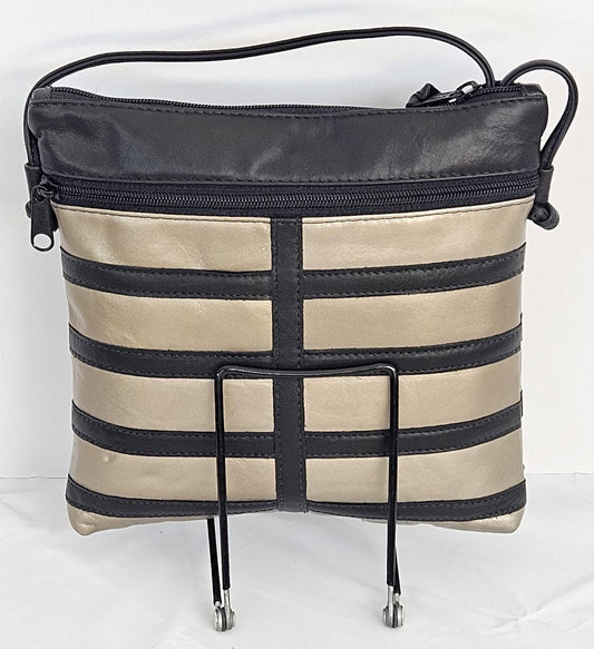 Black & Mocha Leather Crossbody Handbag - Made in USA