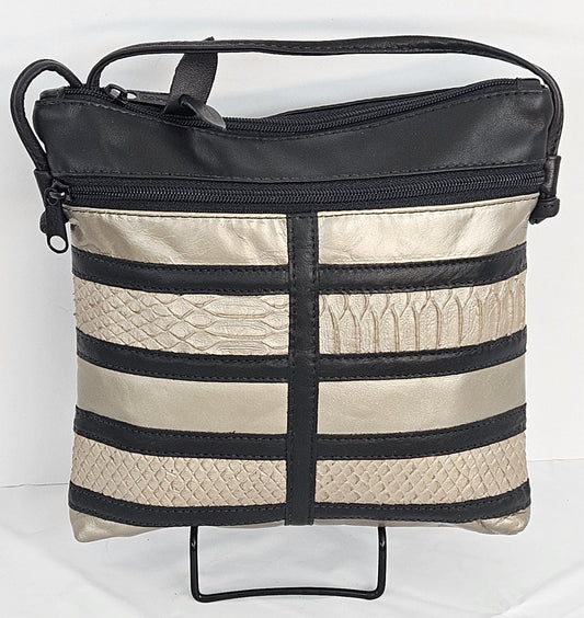 Black & Mocha Leather Crossbody Bag - Handmade in USA