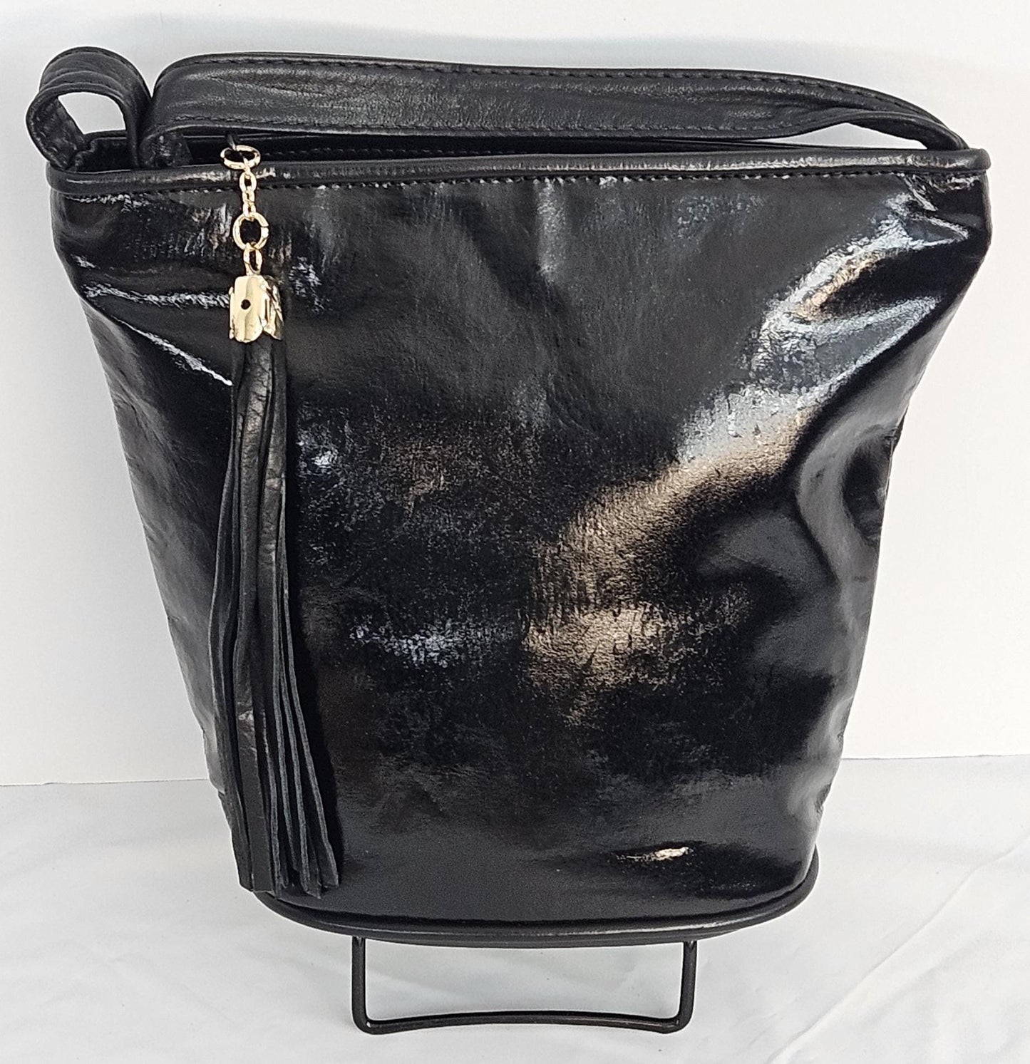 Black Italian Leather Crossbody Handbag - Made in USA