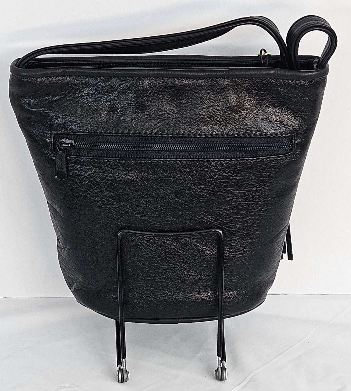 Genuine Leather Crossbody Handbag: Black Snake Print Purse, Made in USA