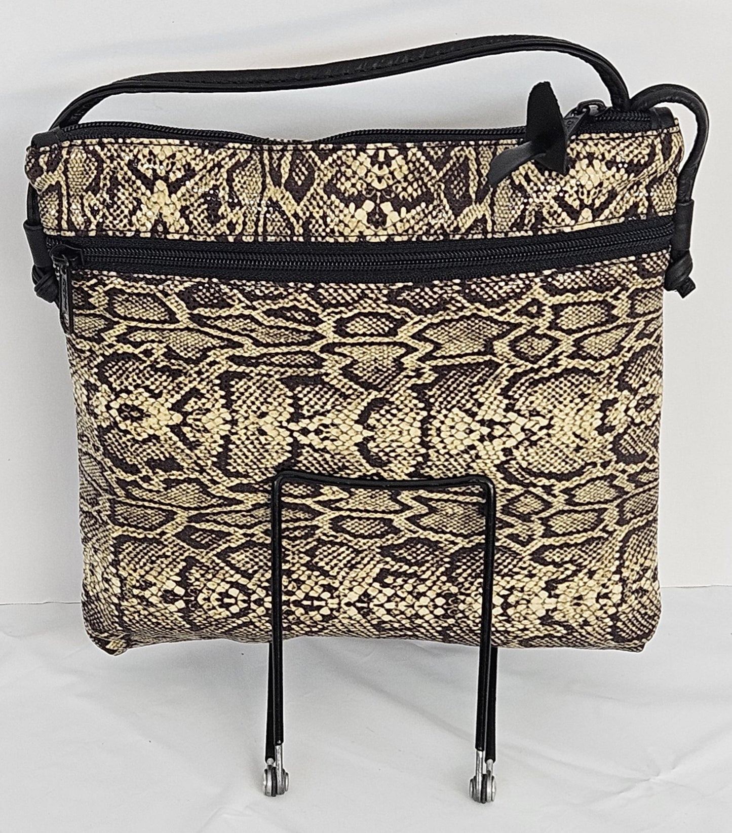 Snake Print Genuine Leather Shoulder Bag - Made in USA