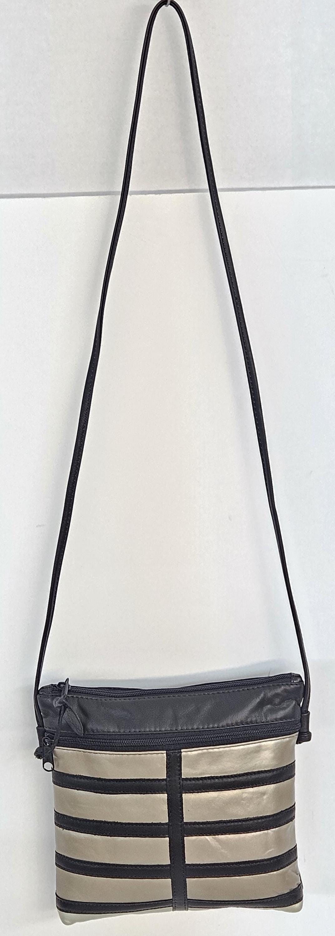 Black & Mocha Leather Crossbody Handbag - Made in USA