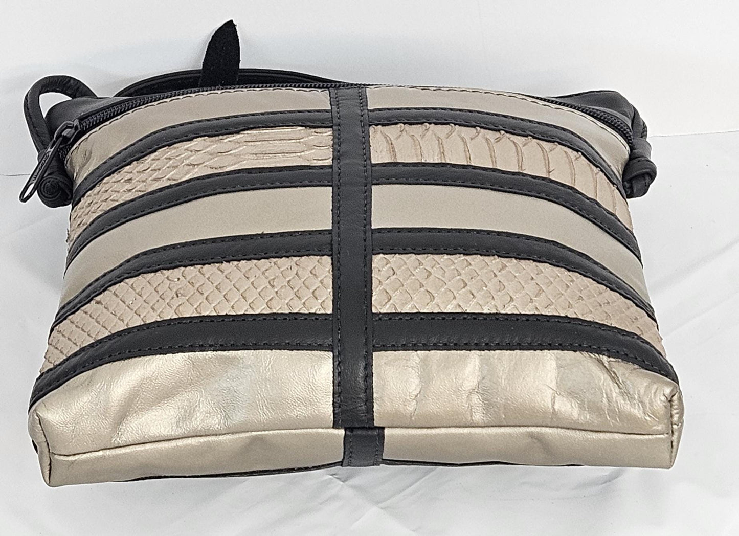 Black & Mocha Leather Crossbody Bag - Handmade in USA