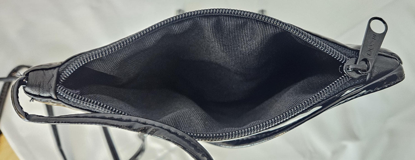Black Crossbody Bag with Silver Metal X - Made in USA