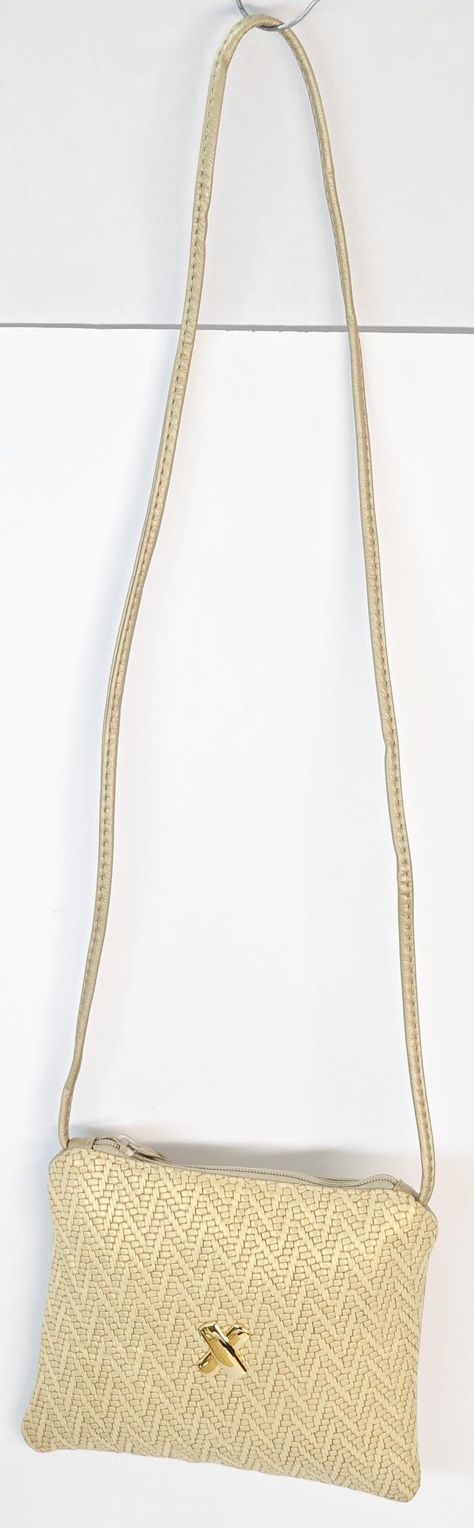 Gold Woven Crossbody Handbag: Genuine Leather Purse, Made in USA