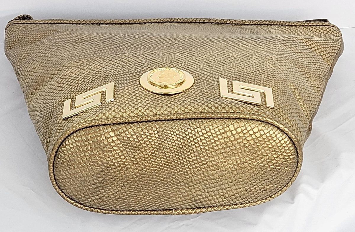 Gold Leather Shoulder Bag with Coin Detail - Made in USA