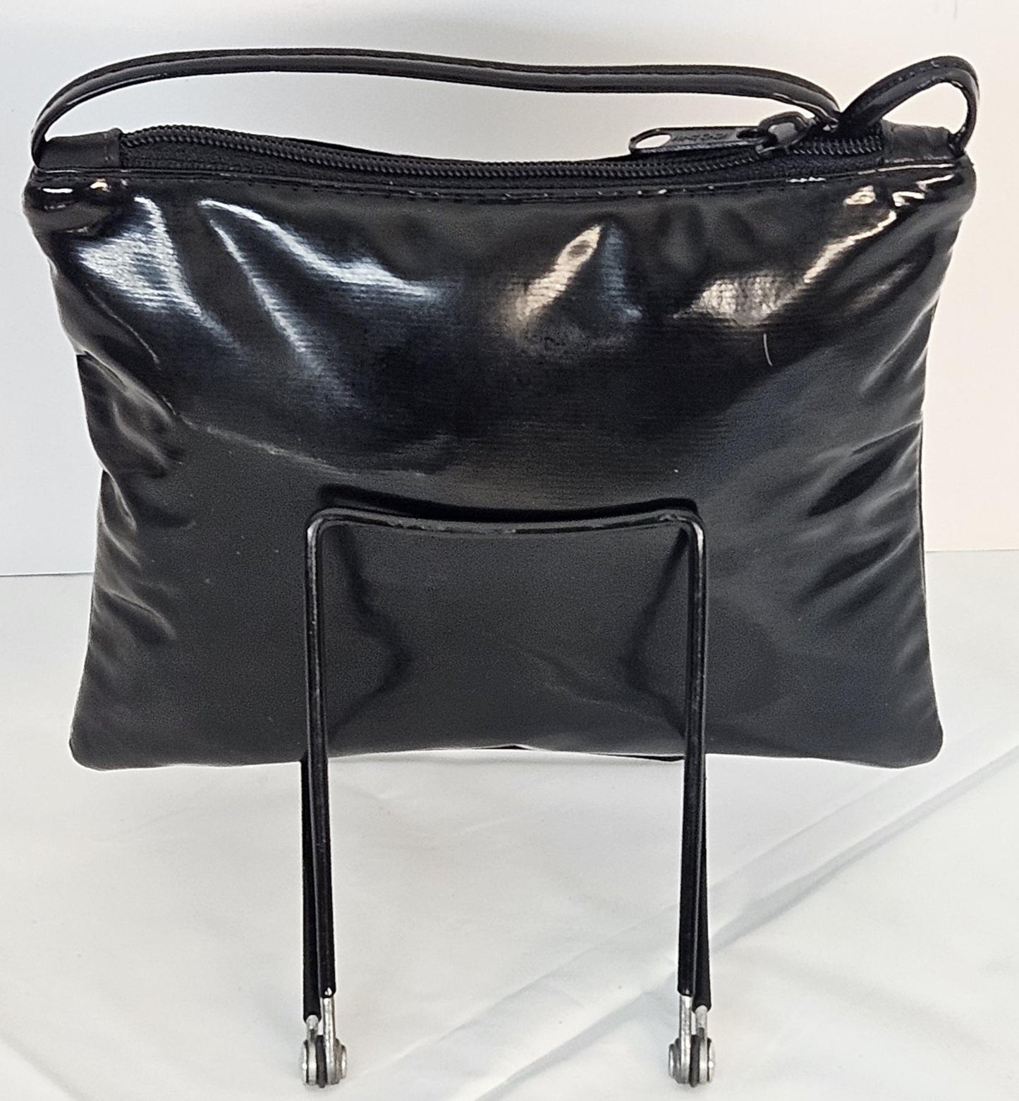 Black Crossbody Handbag with Gold Metal X - Made in USA