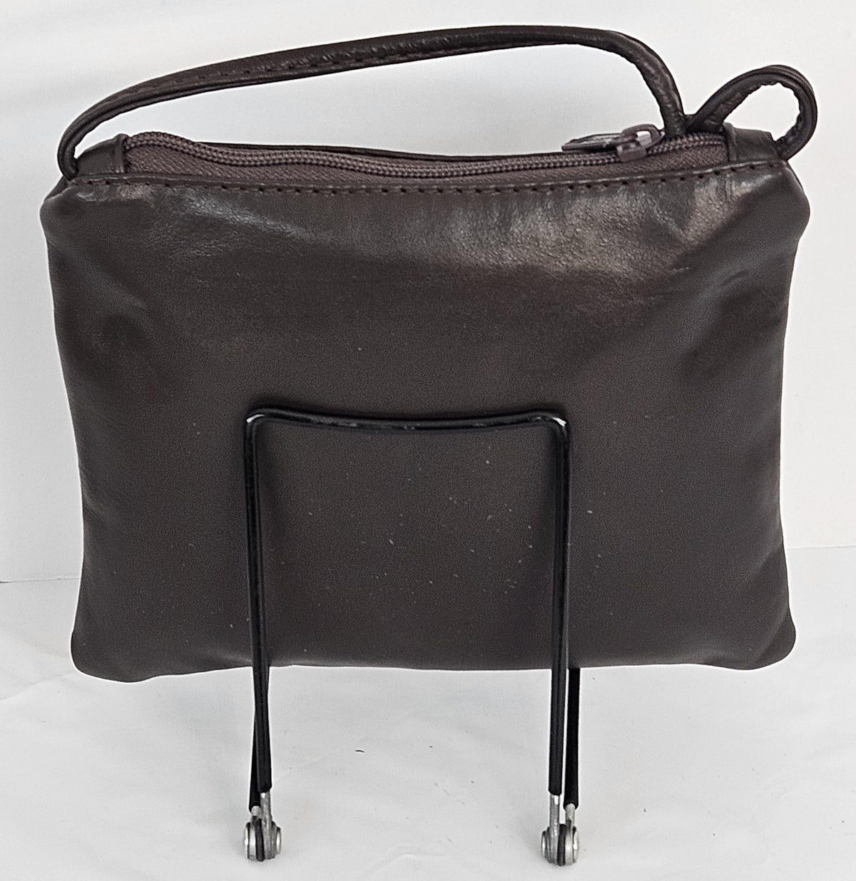 Brown Leather Crossbody Bag with Gold 'X' - Made in USA