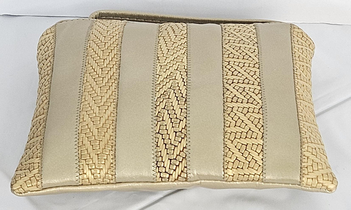 Champagne Gold Print Leather Crossbody Handbag - Made in USA