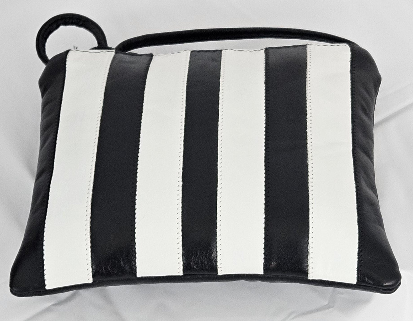 Black & White Zigzag Leather Crossbody Bag - Made in USA