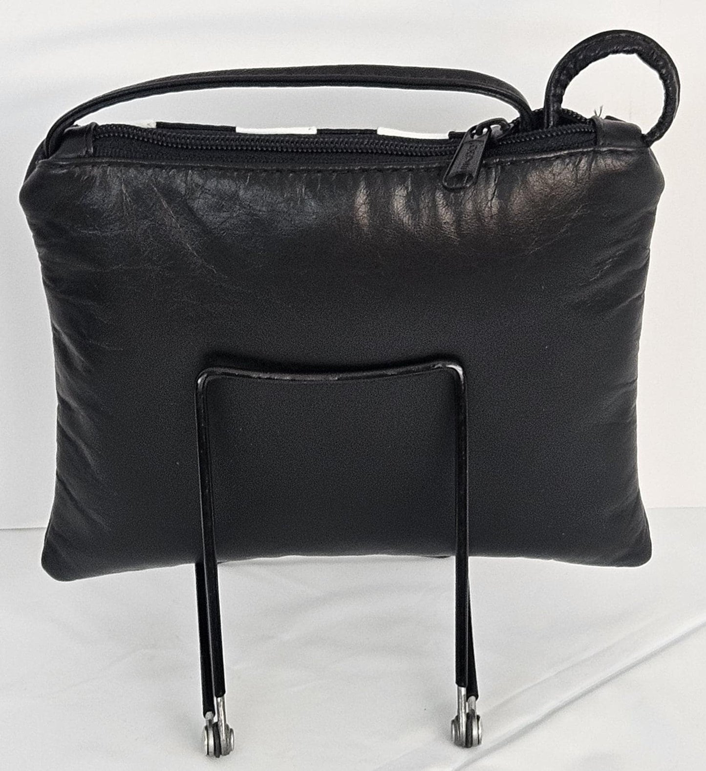 Black & White Zigzag Leather Crossbody Bag - Made in USA