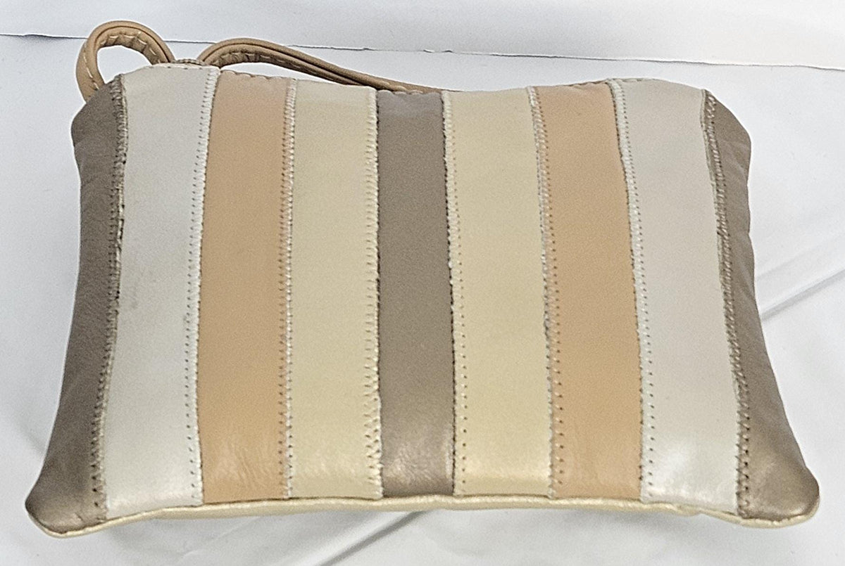 Genuine Leather Crossbody Handbag: Champagne Mocha Beige, Made in USA