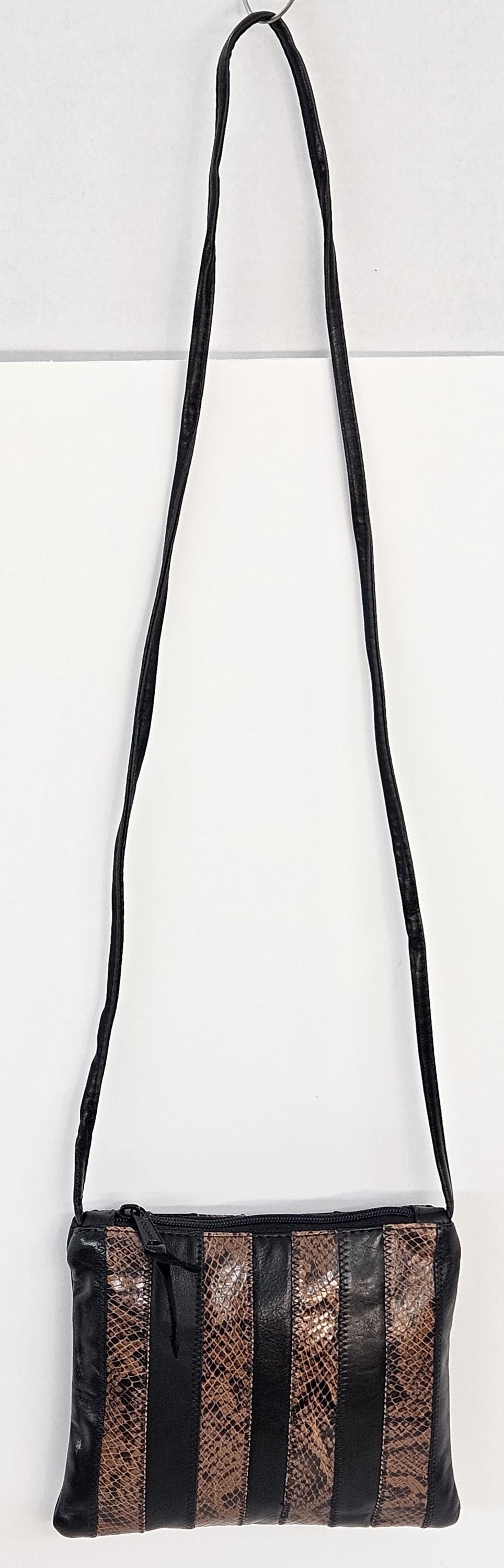 Snake Print Genuine Leather Crossbody Bag - Made in USA