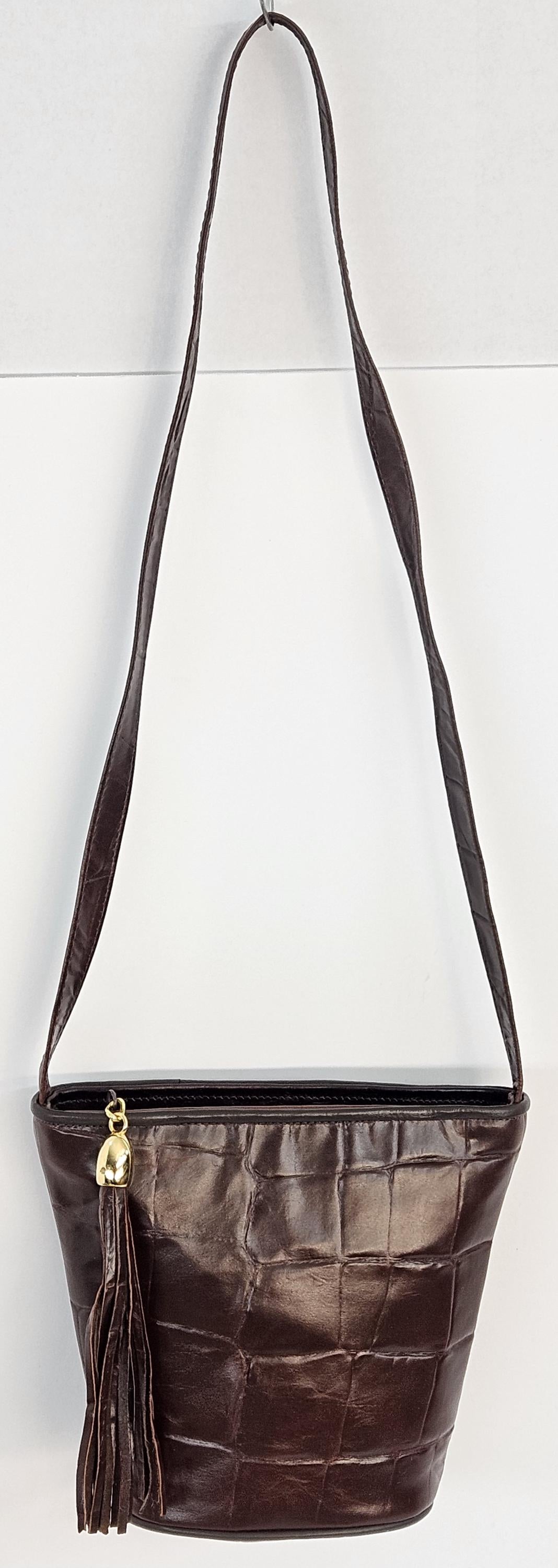 Brown Leather Bucket Bag: Italian Leather Crossbody Handbag, Made in USA