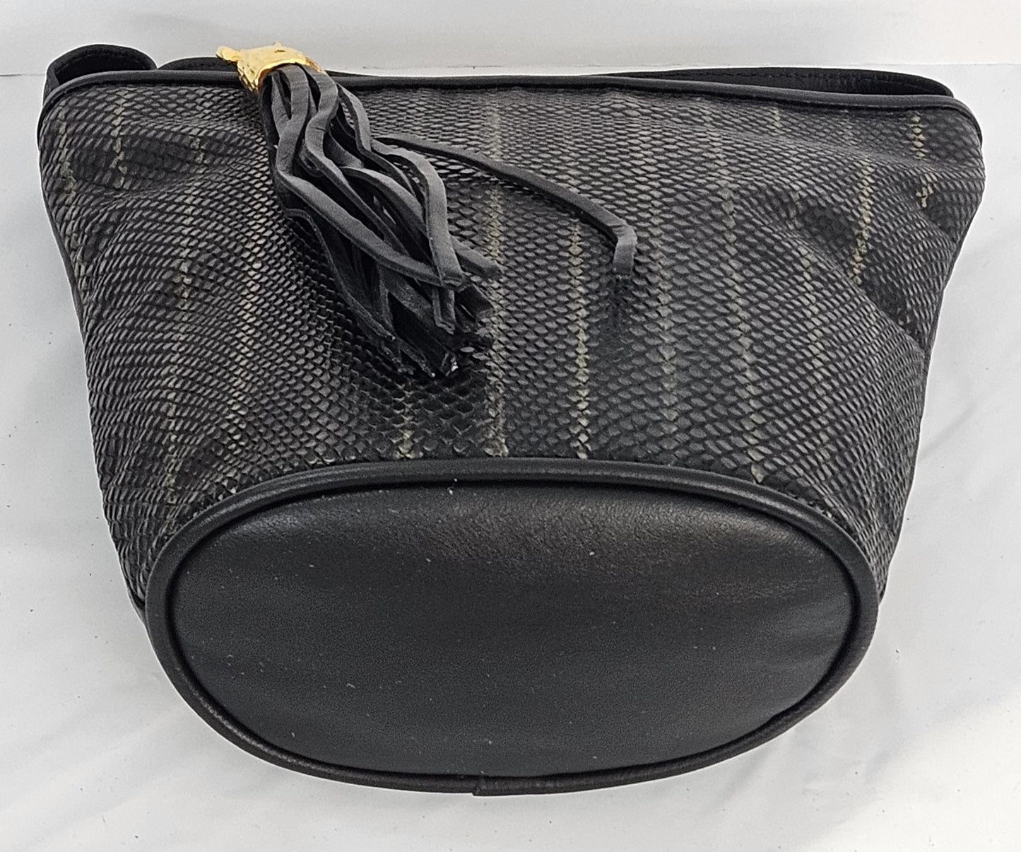 Two-Tone black vertical print Genuine Leather Handbag.#TR2099ttbv2p,Purses Universal Use ,Unique design.Made in USA.