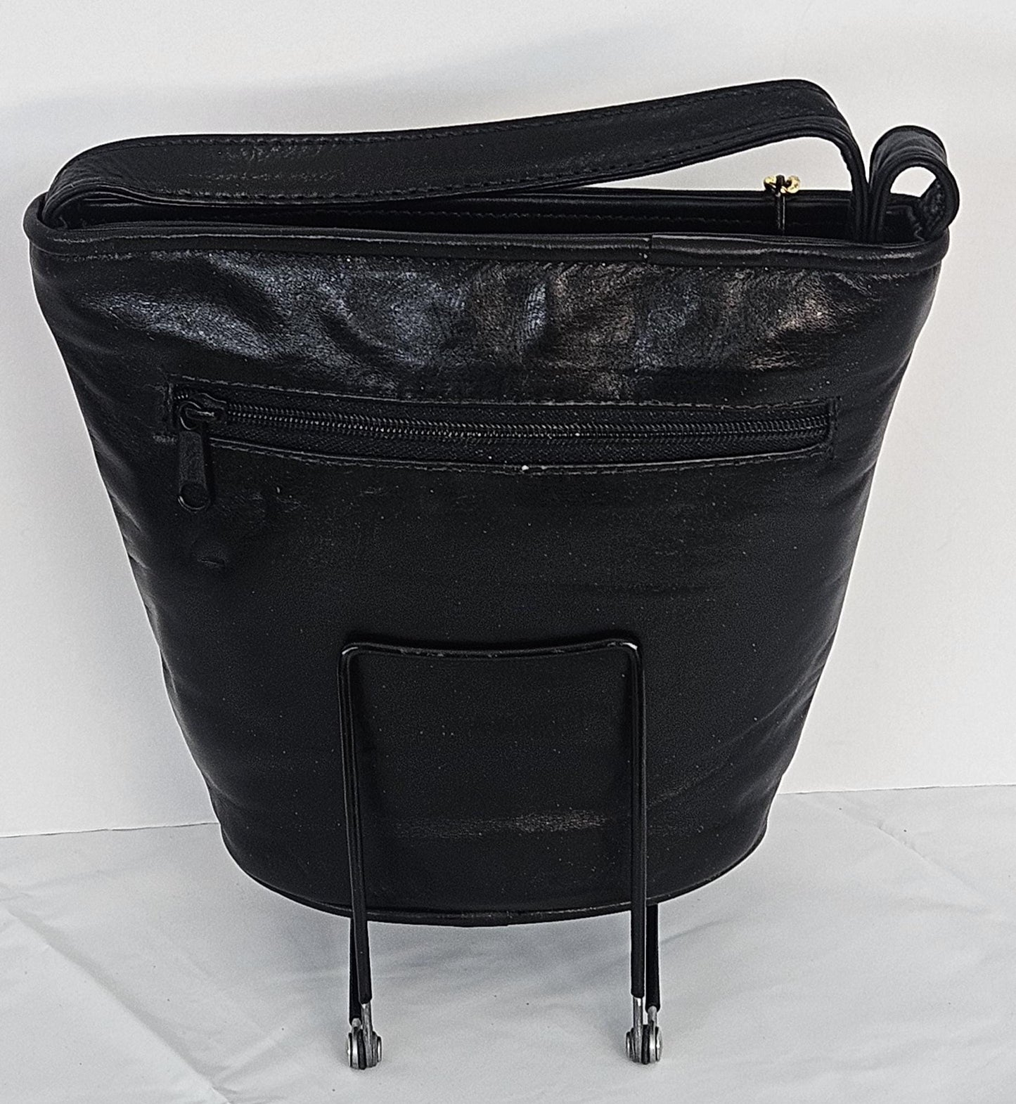 Black with Gold Fruits print Genuine Leather Handbag.#TR2099Bgfp-1,Purses Universal Use ,Unique design. Made in USA.
