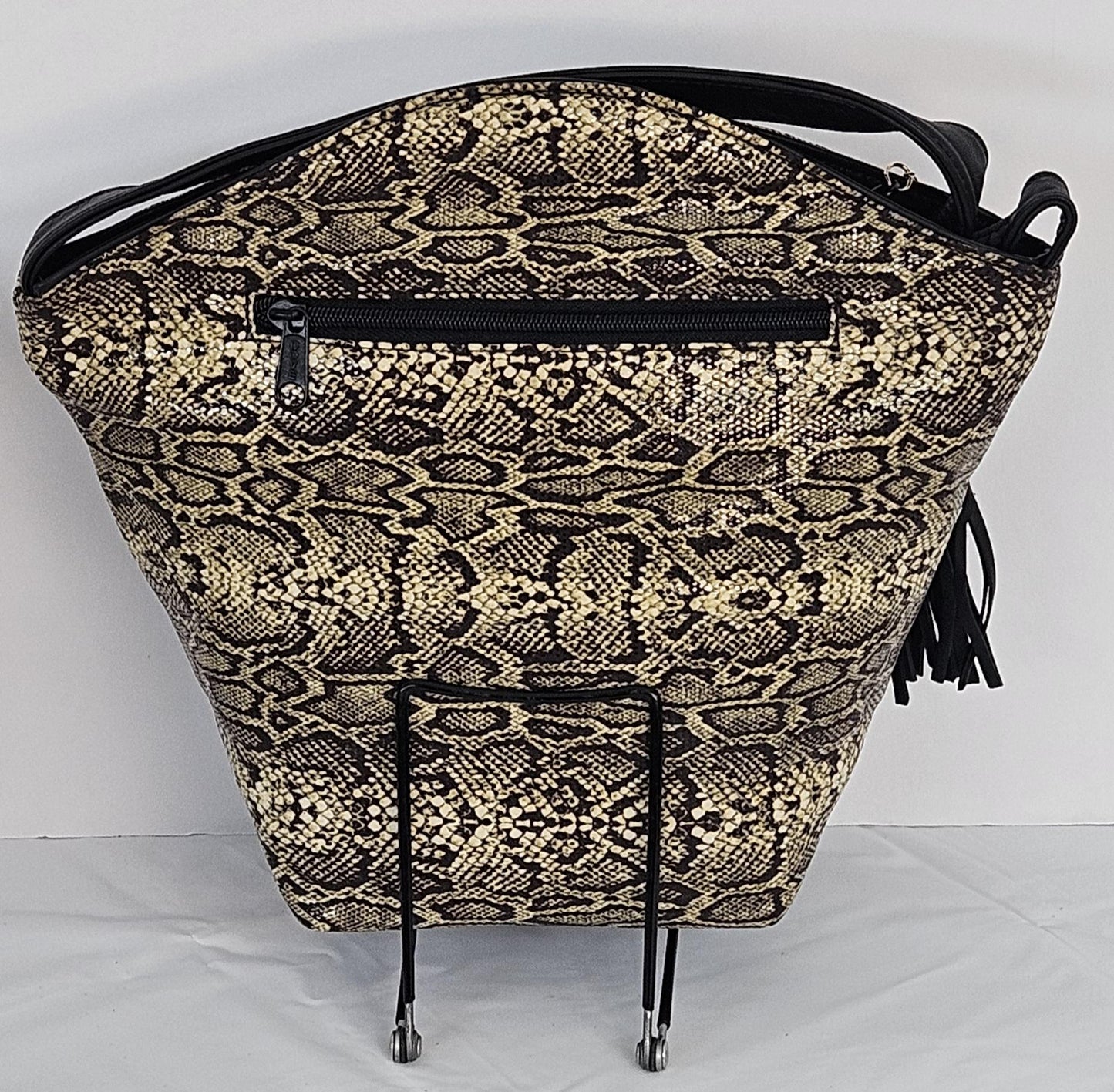 Snakeskin Print Genuine Leather Handbag - Universal Use - Made in USA