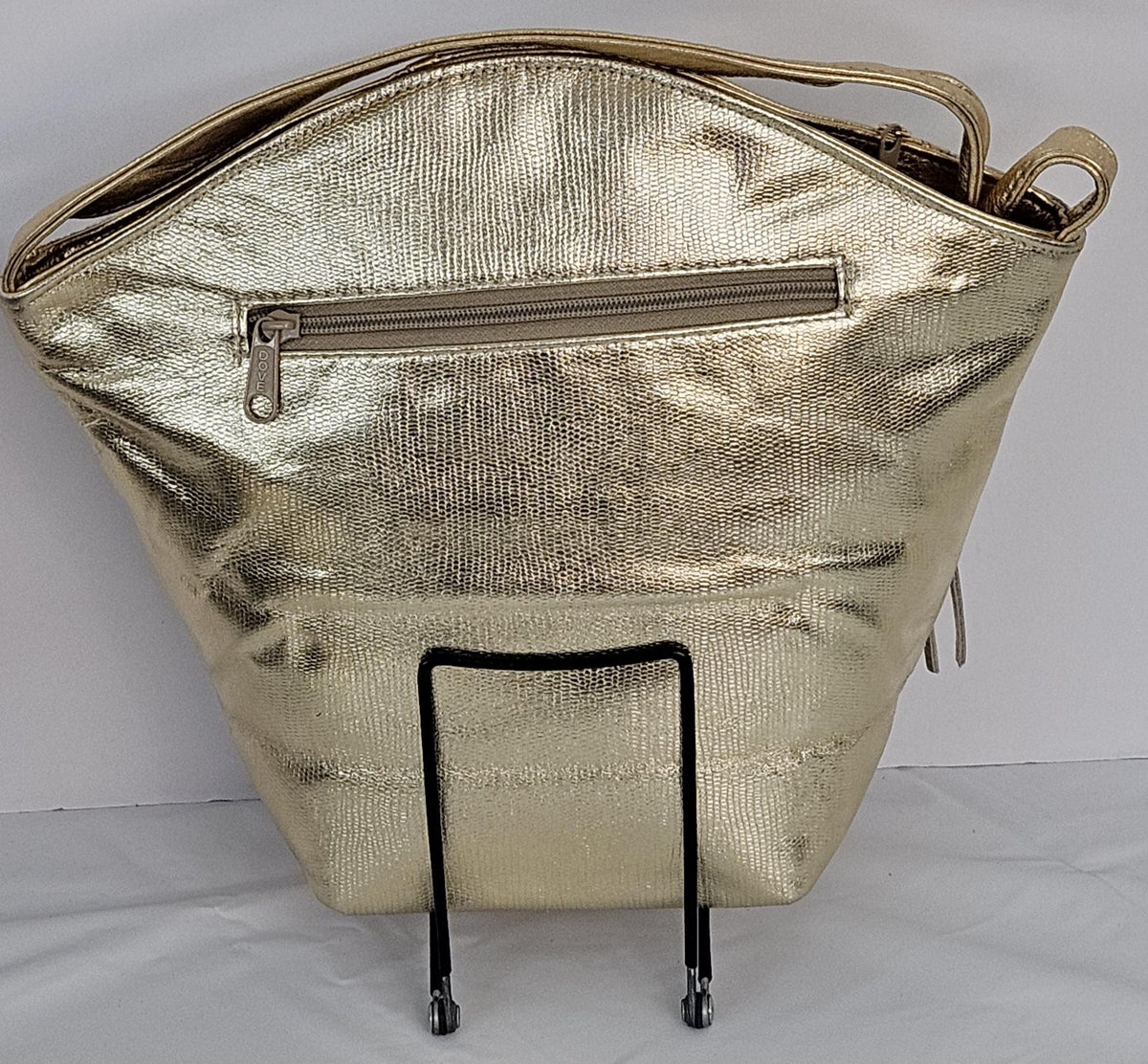 Gold & Silver Zigzag Leather Handbag - Made in USA