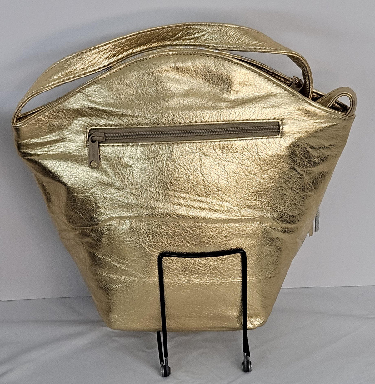 Gold & Silver Print Genuine Leather Handbag - Made in USA