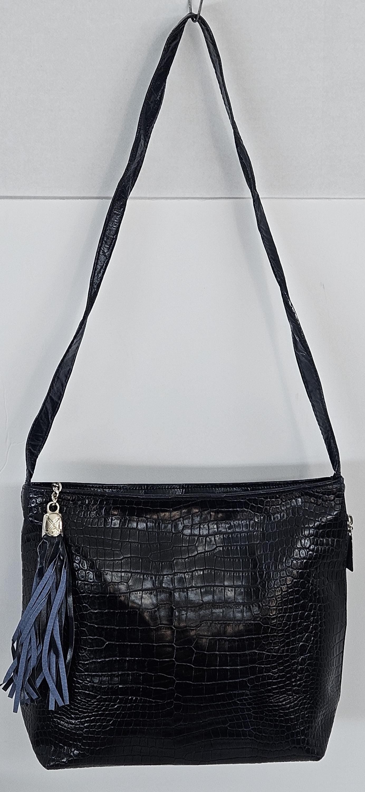 Navy print with navy Patton leather Handbag!#Tr843Np/np Made in USA!