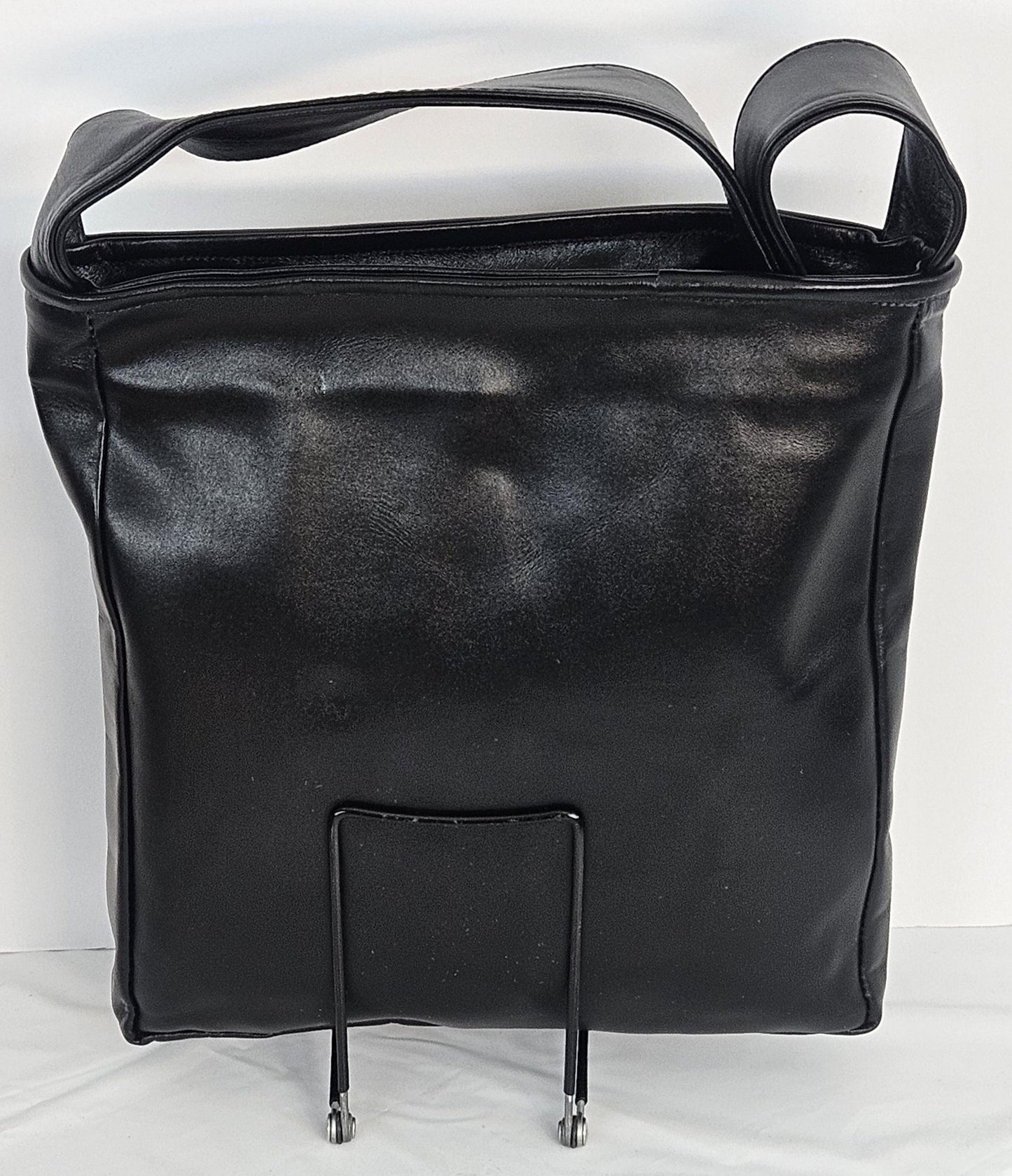 Black with brown Leopard print Genuine leather handbag.#Tr303Black/br-L.Made in USA.