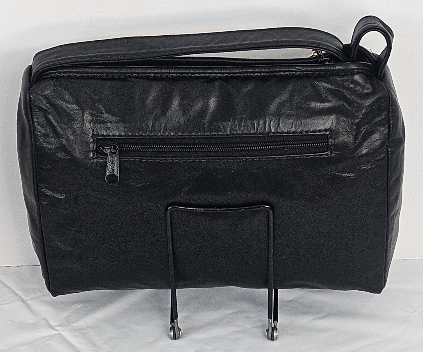 Black Leather Handbag: Gold Accent Design, Made in USA